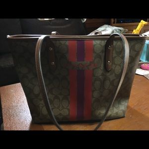 Coach zip top shoulder tote bag